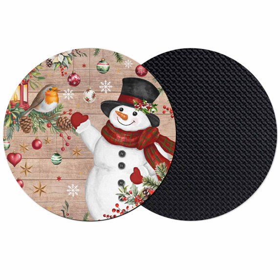 Christmas Coasters Set of 2, Absorbent Coasters for Drinks, Snowman Xmas Tree Snowflake Winter Wooden Coaster for Desk Coffee Table Protection, Home Decor House Warming Gifts 4"