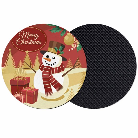 Christmas Coasters Set of 2, Absorbent Coasters for Drinks, Winter Snowman Gold Pine Tree Berry Xmas Ball Coaster for Desk Coffee Table Protection, Home Decor House Warming Gifts 4"