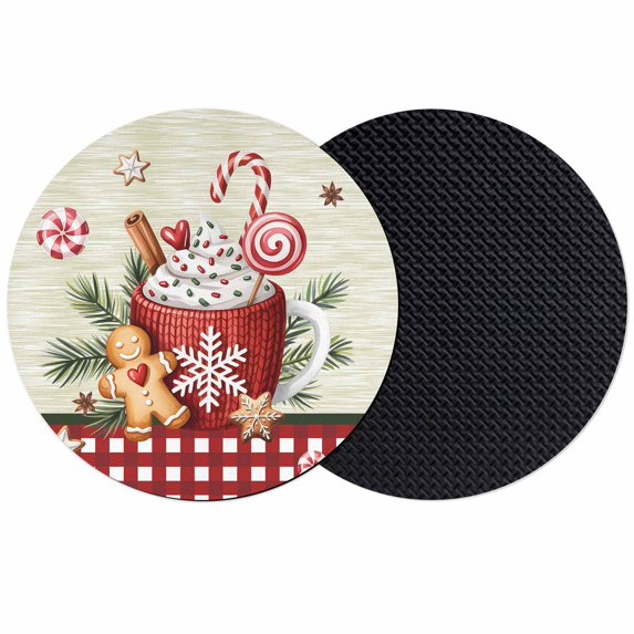 Christmas Coasters Set of 2, Absorbent Coasters for Drinks, Xmas Ice Cream Snowflakes Candy Pine Needles Coaster for Desk Coffee Table Protection, Home Decor House Warming Gifts 4"