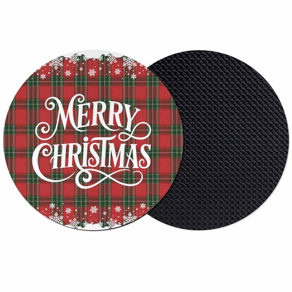 Christmas Coasters Set of 2, Absorbent Coasters for Drinks, Xmas Red Green Buffalo Plaid Winter Snowflakes Coaster for Desk Coffee Table Protection, Home Decor House Warming Gifts 4"