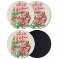thumbnail image 1 of Christmas Coasters Set of 4, Absorbent Coasters for Drinks, Red Truck Pine Tree Snowflake Branches Flowers Coaster for Desk Coffee Table Protection, Home Decor House Warming Gifts 4", 1 of 8