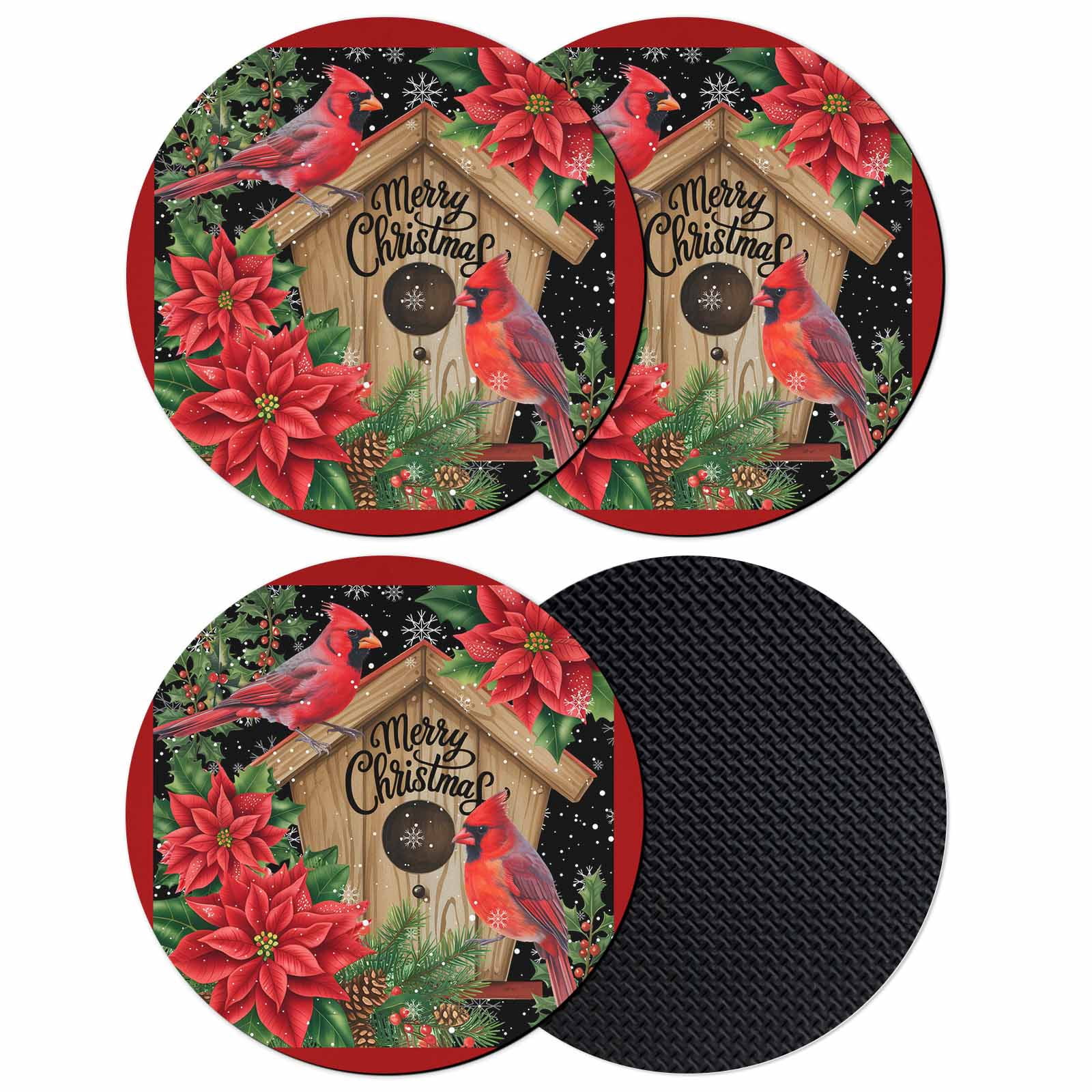 Christmas Coasters Set of 4, Absorbent Coasters for Drinks, Winter ...