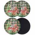 thumbnail image 1 of Christmas Coasters Set of 4, Absorbent Coasters for Drinks, Winter Truck Pine Tree Green Red Striped Plaid Coaster for Desk Coffee Table Protection, Home Decor House Warming Gifts 4", 1 of 8