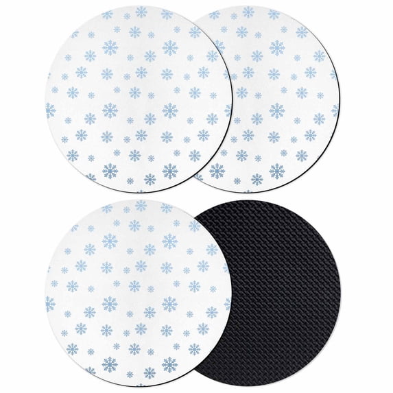 Christmas Coasters Set of 4, Absorbent Coasters for Drinks, Xmas Blue Snowflakes Winter Modern Minimalist Coaster for Desk Coffee Table Protection, Home Decor House Warming Gifts 4"