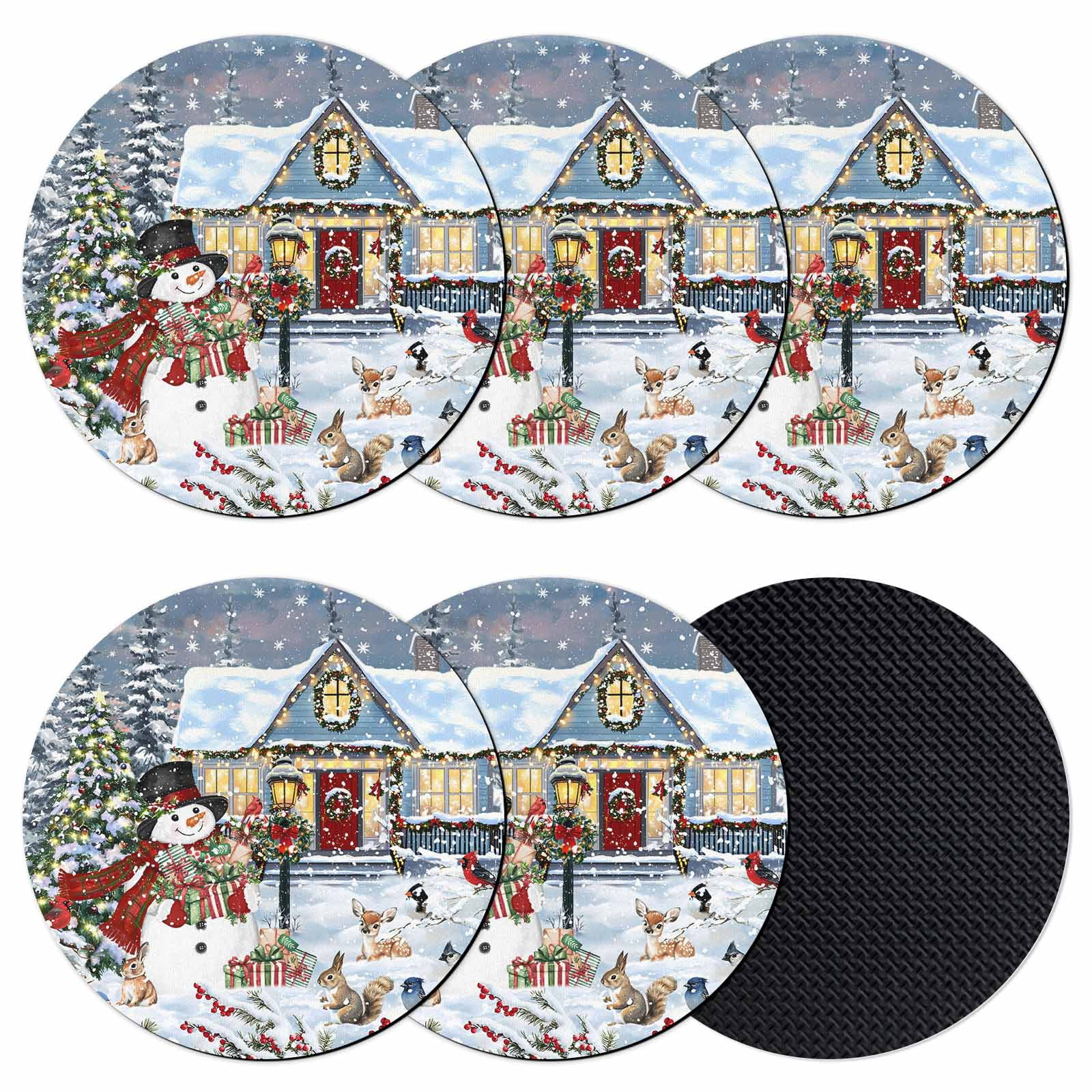 Christmas Coasters Set of 6, Absorbent Coasters for Drinks, Farmhouse ...