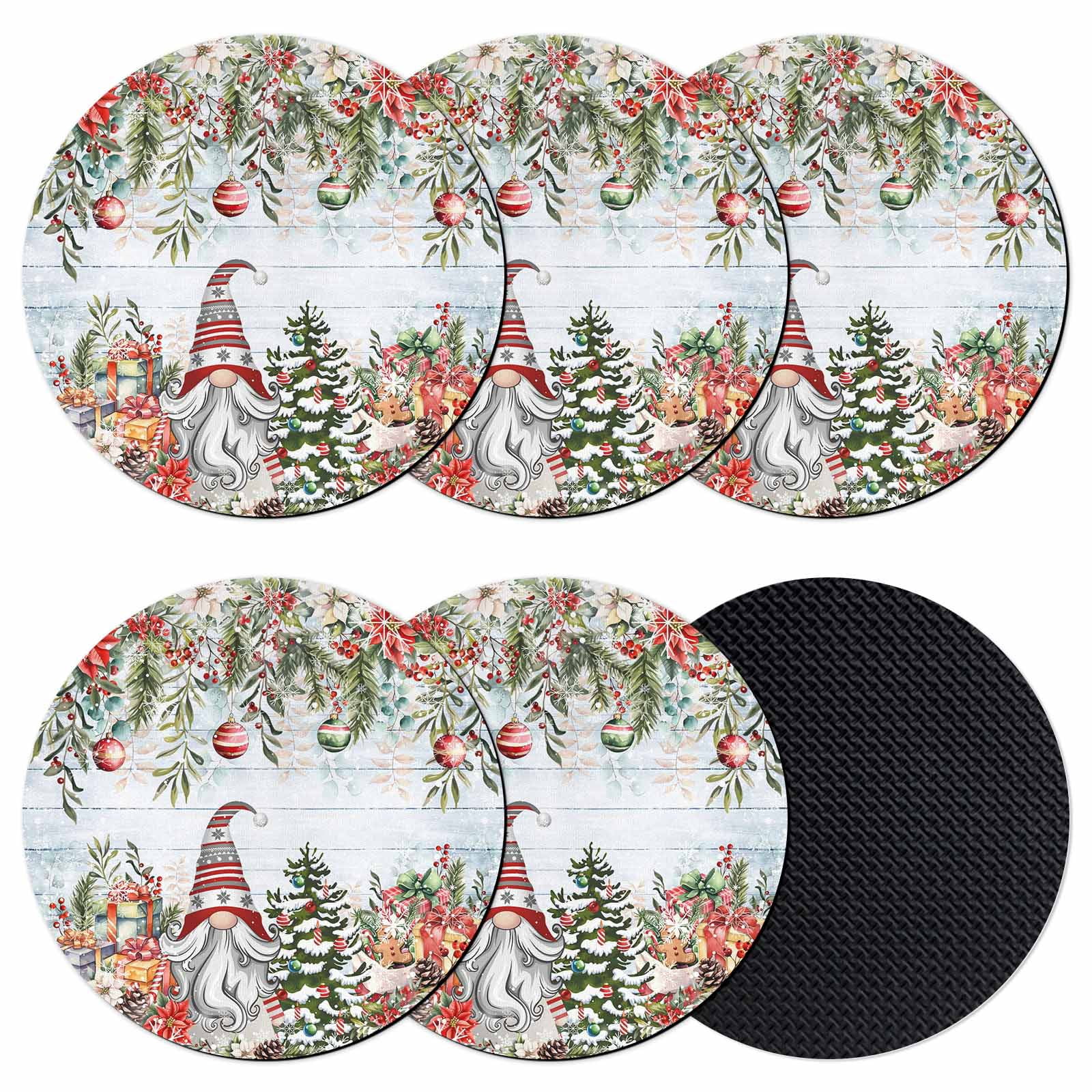 Christmas Coasters Set of 6, Absorbent Coasters for Drinks, Poinsettia ...