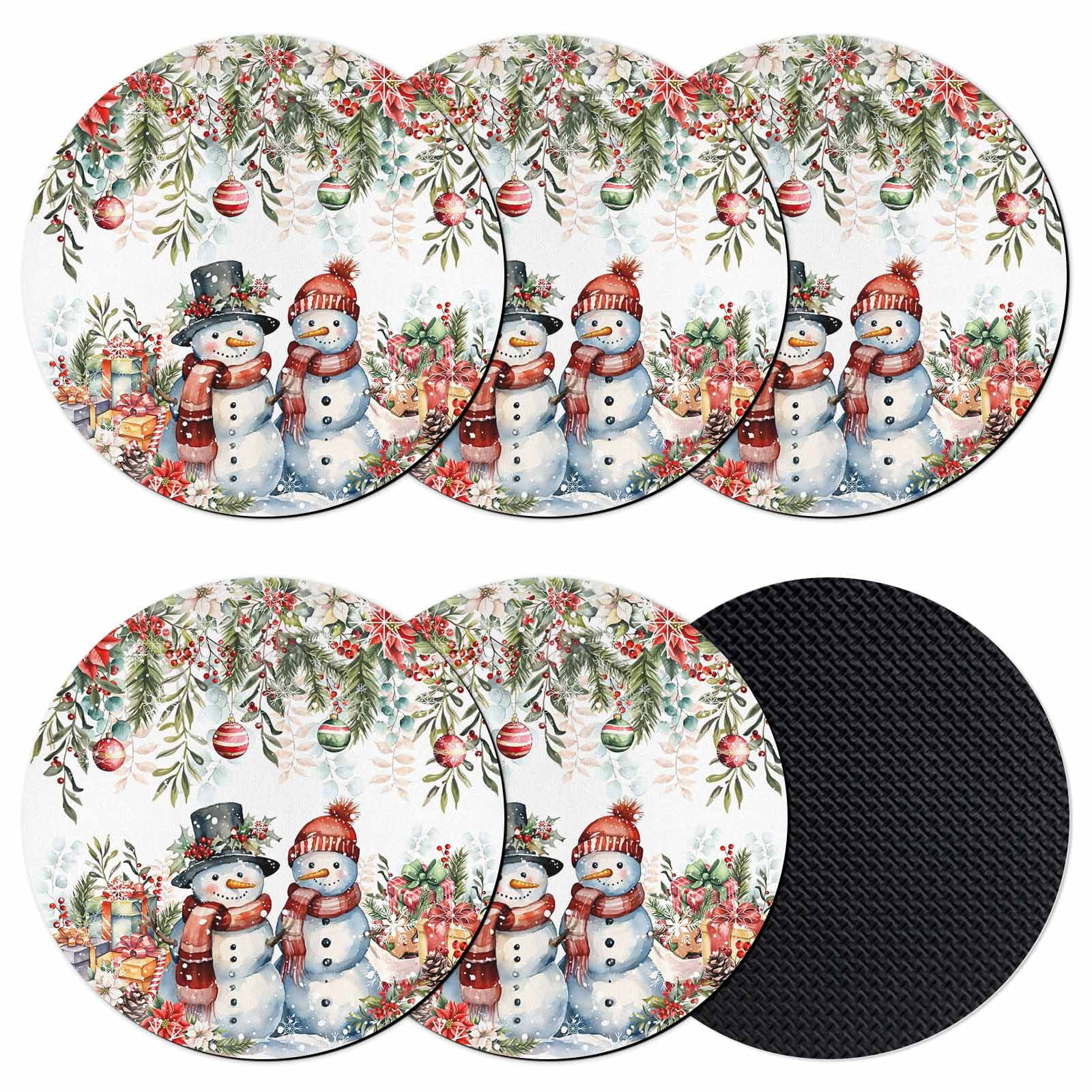 Christmas Coasters Set of 6, Absorbent Coasters for Drinks, Poinsettia ...