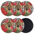 thumbnail image 1 of Christmas Coasters Set of 6, Absorbent Coasters for Drinks, Red Cardinal Bird Poinsettia Pine Needles Plaid Coaster for Desk Coffee Table Protection, Home Decor House Warming Gifts 4", 1 of 8