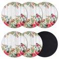 thumbnail image 1 of Christmas Coasters Set of 6, Absorbent Coasters for Drinks, Winter Poinsettia Berry Farmhouse Wooden Grain Coaster for Desk Coffee Table Protection, Home Decor House Warming Gifts 4", 1 of 8