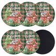 thumbnail image 1 of Christmas Coasters Set of 6, Absorbent Coasters for Drinks, Winter Truck Pine Tree Green Red Striped Plaid Coaster for Desk Coffee Table Protection, Home Decor House Warming Gifts 4", 1 of 8