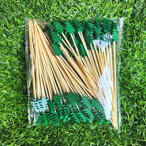 Christmas Cocktail Picks Fruit Sticks Disposable Bamboo Snowflakes Sticks O