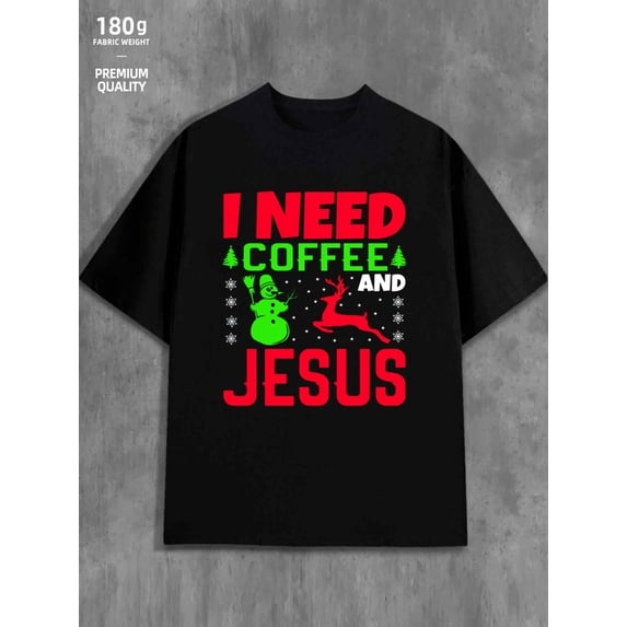 Christmas Coffee Jesus t-shirts print mens elegantly black Fashionable summer T-shirt, machine washable, fun and playful, cool T-shirt, funny T-shirt Unique designs, summer prints
