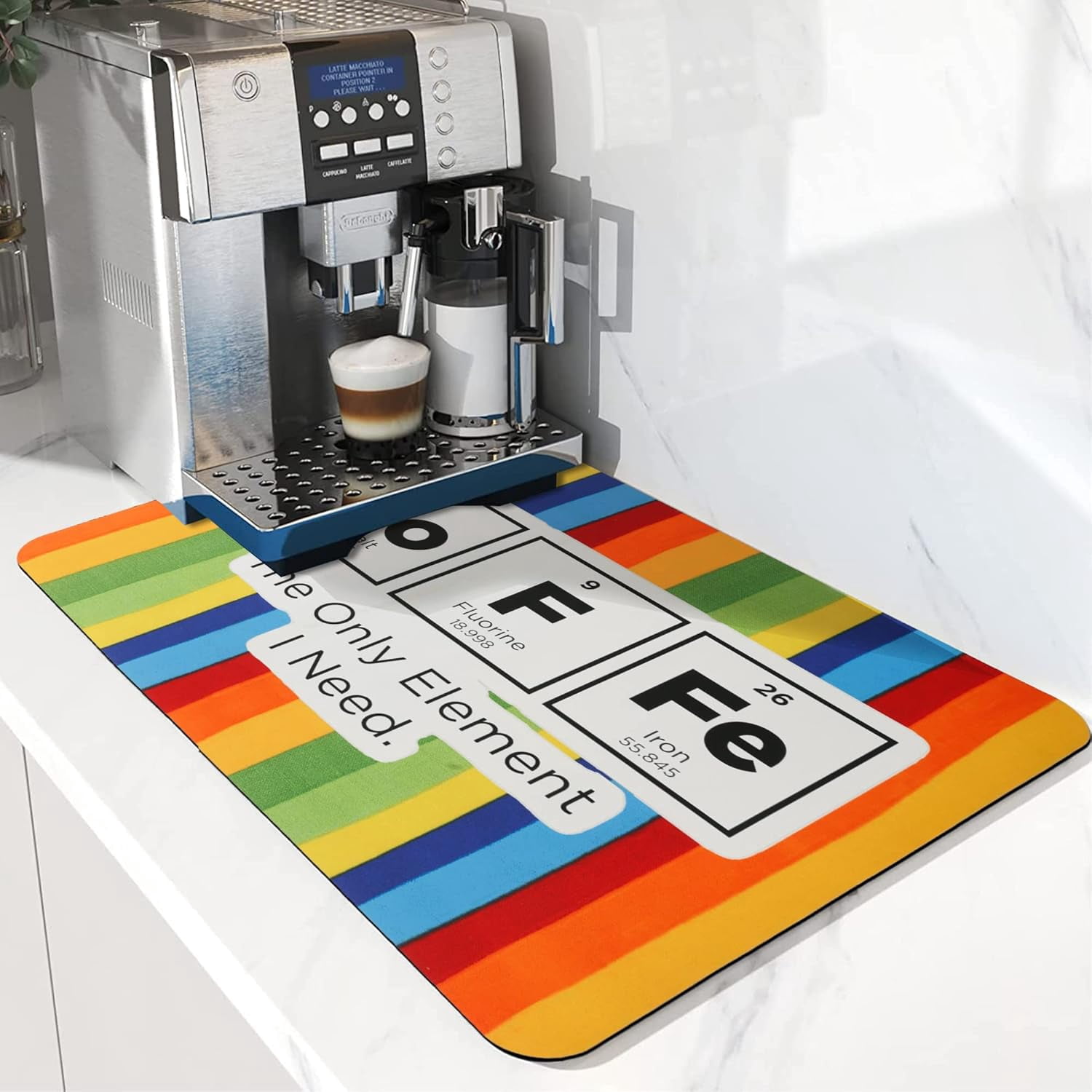 Christmas Coffee Mat Rubber Dish Drying Mat For Kitchen Counter