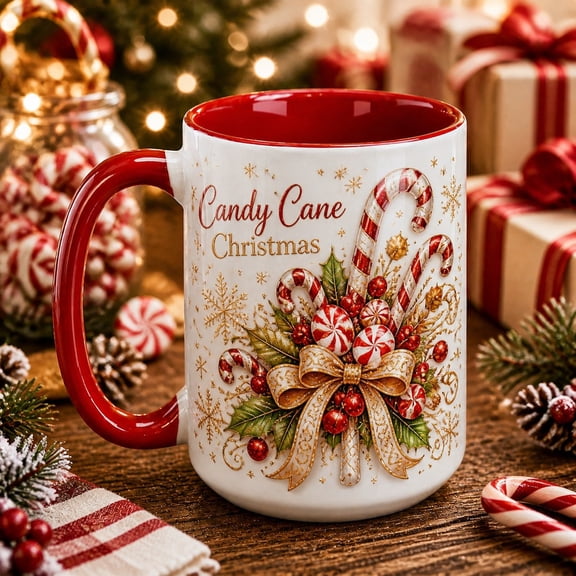 Christmas Coffee Mug Candy Cane Arrangement for Holiday Coffee and Cocoa Lovers