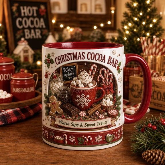 Christmas Coffee Mug Christmas Cocoa Bar Hot Drink Cup Gift for Coworkers and Holiday Hosts