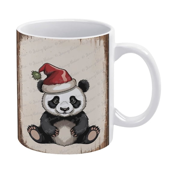Christmas Coffee Mug - Christmas Panda Mug - 330 ml / 11 oz White Ceramic Cup