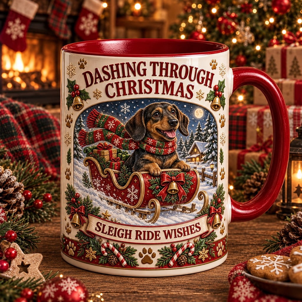 Slay Rider Christmas Coffee Mug Dachshund Sleigh Ride for Dog Lovers - Walmart.com