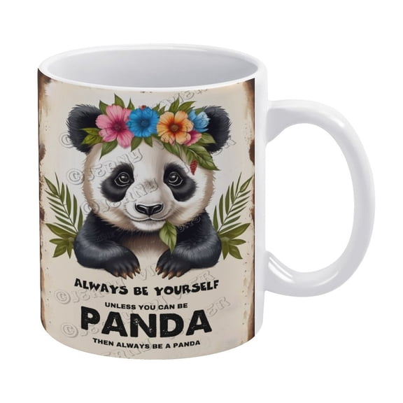 Christmas Coffee Mug - Panda with Inspiring Positive Quotes Mug - 330 ml / 11 oz White Ceramic Cup - Tea Cup for Xmas Party