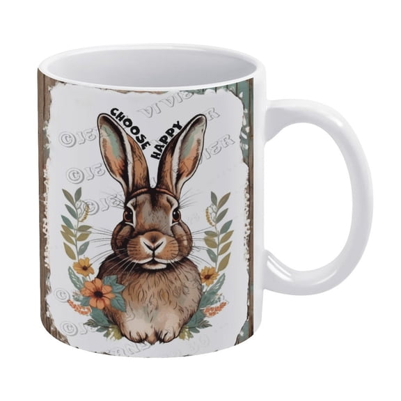 Christmas Coffee Mug - Rabbit with Inspiring Positive Quotes Mug - 330 ml / 11 oz White Ceramic Cup - Tea Cup for Xmas Party