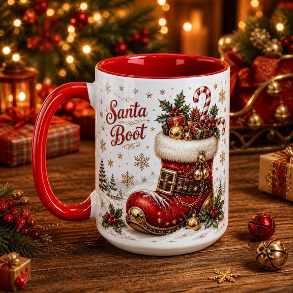 Christmas Coffee Mug Santa Boot Ceramic Coffee Cup for Holiday Mornings and Christmas Gift