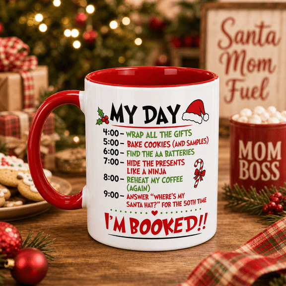 Christmas Coffee Mug Santa Mom Schedule Morning Coffee Gift for Moms