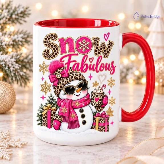 Christmas Coffee Mug Stylish Snowwoman for Holiday Cocoa Gifts