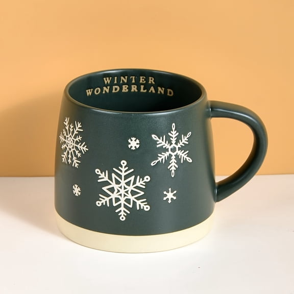 A Christmas Coffee Mug, WINTER WONDERLAND Ceramic Mug, Snowflake Water Cup, Suitable for Summer And Winter Drinks, Perfect As a Birthday Gift, Holiday Present, Christmas Gift, New Year Gift