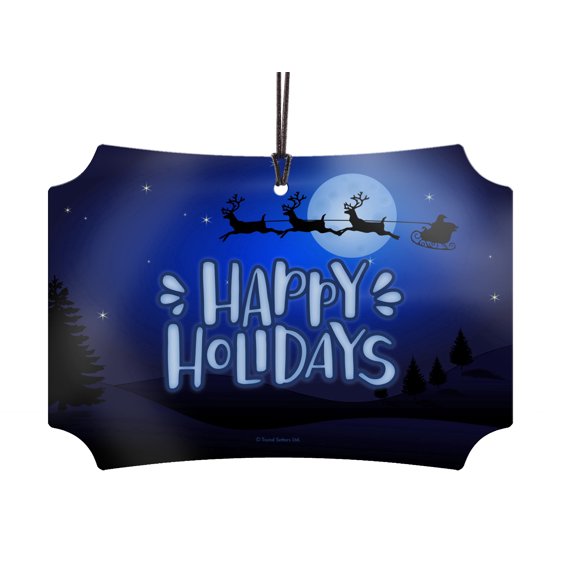 Christmas Collection (Happy Holidays Santas Sleigh) Hanging Metal Print AMBERL075