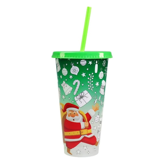 Christmas Color Changing Cup 710ml Christmas Color Changing Cups With Lids Reusable Food Grade Santa Design For Adults Kids