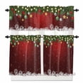 thumbnail image 1 of Christmas Colored Ball Kitchen Curtains and Valances Set, Snow Snowflake Pine Branch Red Rod Pocket Window Valance 18 Inch Window Curtain Panels for Living Room Bedroom Laundry, 27.5x36in, 3 Pieces, 1 of 7