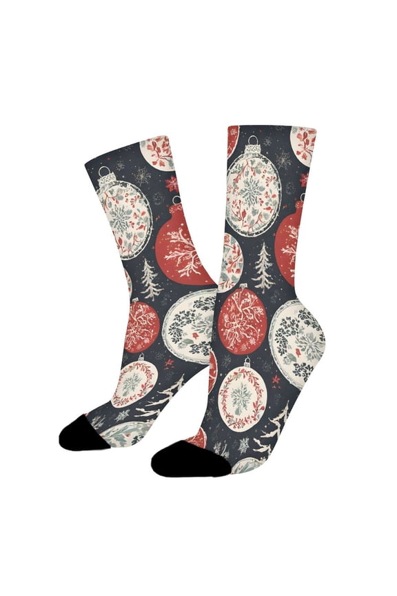 Christmas Colored Balls Decorations Funny Novelty Crew Socks for Women Men Sports