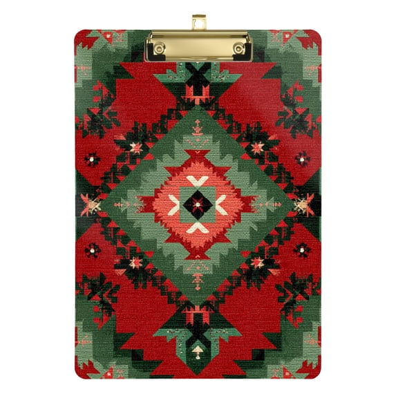 Christmas Colored Irregular Flower Pattern Acrylic Clipboard Drawing Board with Hook Writing Pad File Storage A4 Size Gold 12.5" x 9"