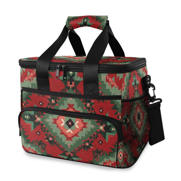 Christmas Colored Irregular Flower Pattern Portable Cooler Lunch Box Reusable Insulated Lunch Bag Leakproof 15L