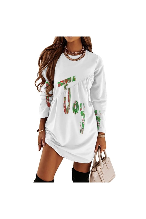 Christmas Colored Joy! Loose Dress Evening Dress Summer Dresses for Women Luxury Dress Long Sleeved Dress