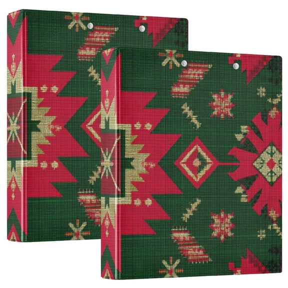 Christmas Colored Pattern Elegant Texture Round Ring Binder 3 Rings 1.5" Capacity File Storage for A4 Size 1 Pack