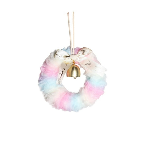 Christmas Colorful Furry Hanging Pastel Candy Christmas Ball Hanging Ornaments, Macaron Color Fluff Foam Ball Ornaments for Xmas Tree New Year Home Birthday Party Decoration