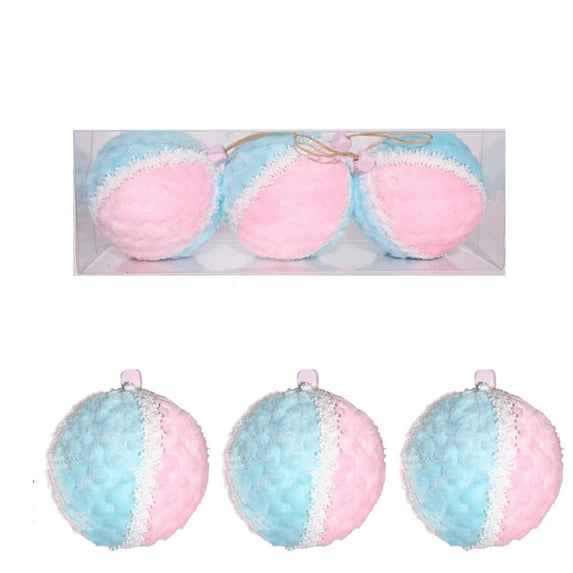 Christmas Colorful Furry Hanging Pastel Candy Christmas Ball Hanging Ornaments, Macaron Color Fluff Foam Ball Ornaments for Xmas Tree New Year Home Birthday Party Decoration