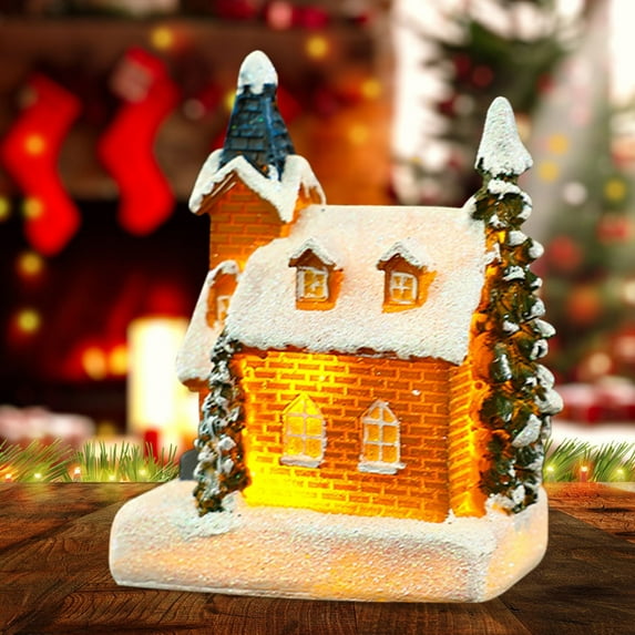 Christmas Colorful Small House Decoration, LED Window Lamp Ornament, Tabletop Christmas Gift, Holiday Party Decor, Mantel, Kitchen, Office, Indoor Seasonal Festive Lighting
