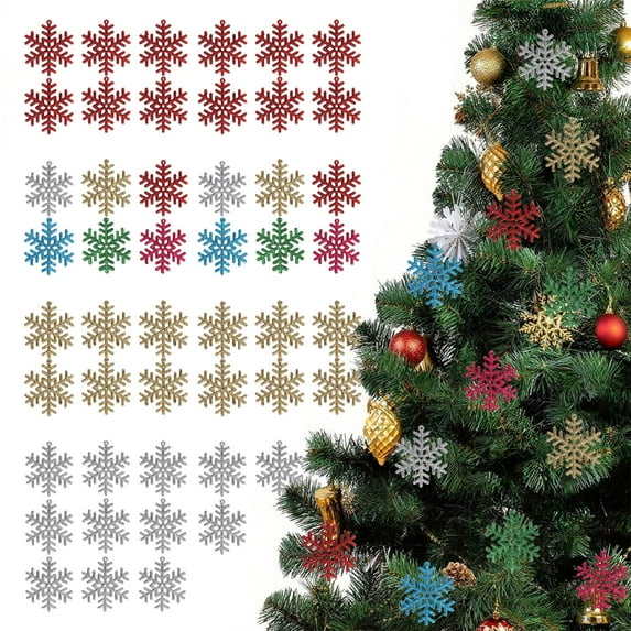 Christmas Colorful Snowflake Ornaments Christmas Tree Decorations 12PCS Acrylic Colorful Snowflake Pendants Hanging Crafts Desktop Decorations for Christmas Tree Wedding Party Decor