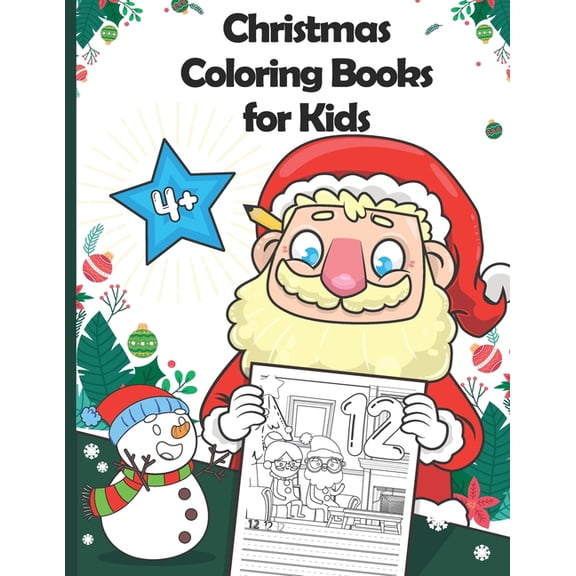 Christmas Coloring Books for Kids: Fun with Santa Claus, Tracing Letters and Numbers, Handwriting Practice Book for Kids, (Paperback)
