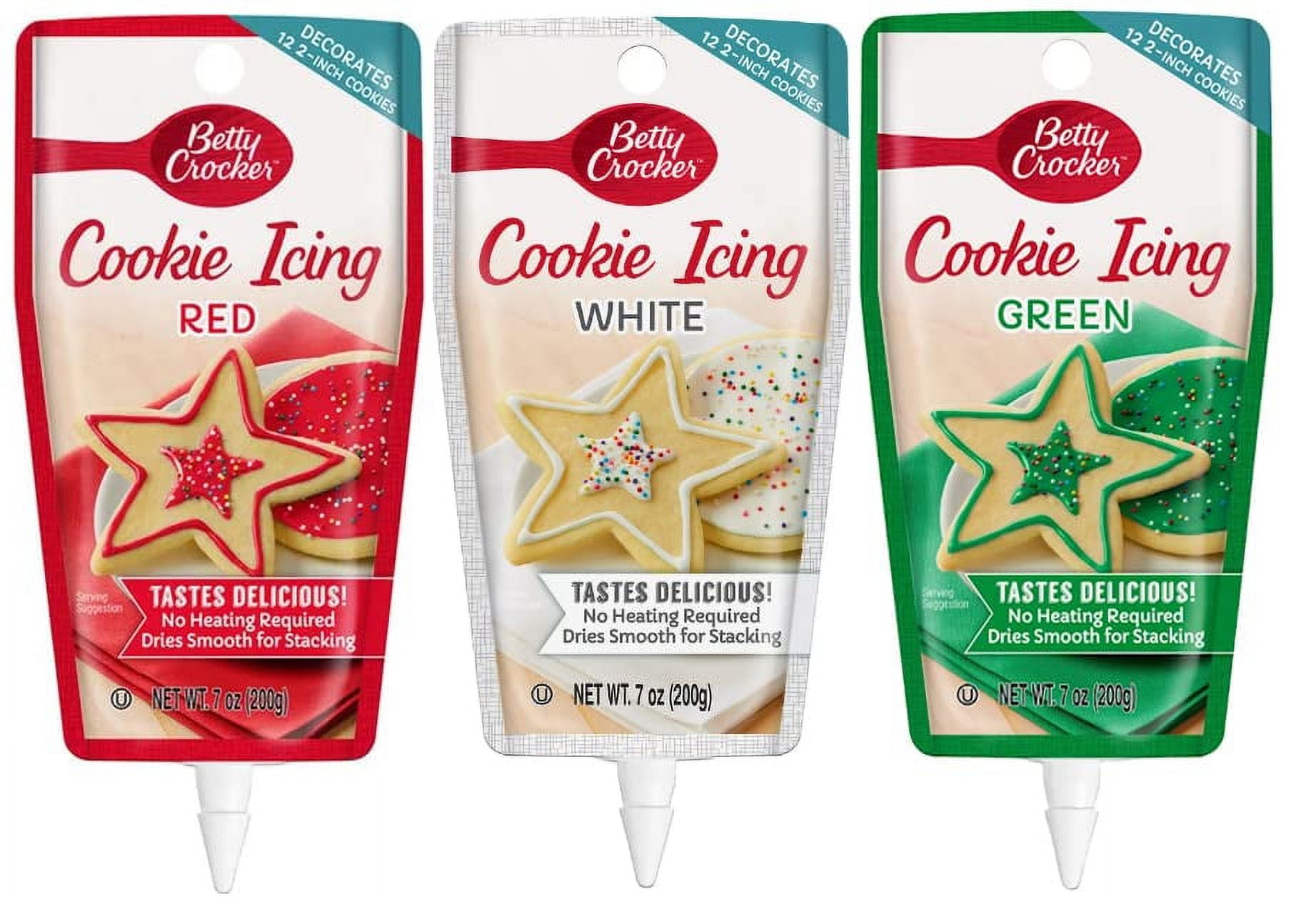 Christmas Colors Decorating Icing - 3 Pack- Red Green and White