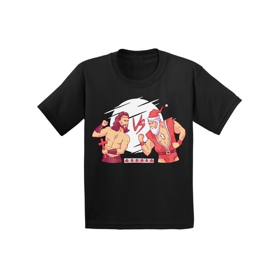Christmas Combat Shirt for Kids Xmas T-Shirt for Boys Girls Children Jesus VS Santa Toddler Tee Holiday Outfit