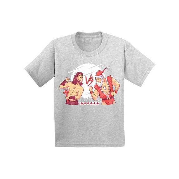 Christmas Combat Shirt for Kids Xmas T-Shirt for Boys Girls Children Jesus VS Santa Toddler Tee Holiday Outfit