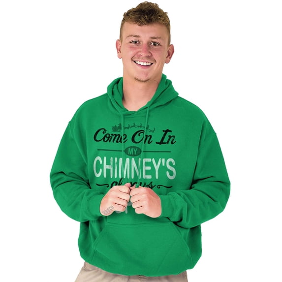 Christmas Come On In Chimney Open Men's Big & Tall Graphic Hoodie Brisco Brands 5X