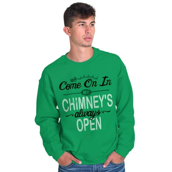 Christmas Come On In Chimney Open Men's Crewneck Sweatshirt Brisco Brands M