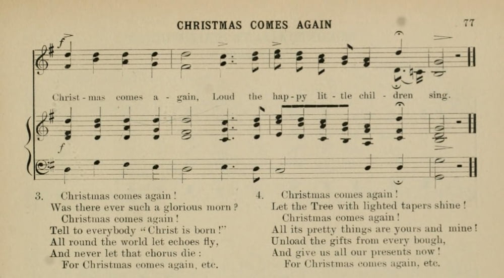 Christmas Comes Again 2 JH Hopkins Christmas Carols & Hymns 1910 Canvas Art - (24 x 36)