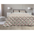 thumbnail image 1 of Christmas Comforter & Sham Bedding Set, Cartoon Design Snowman Star Fireplace Socks Red Poinsettia Flower Ornaments Print, 3 pcs Duvet Set Microfiber Filling Quilt, 5 Sizes, Multicolor, by Ambesonne, 1 of 4