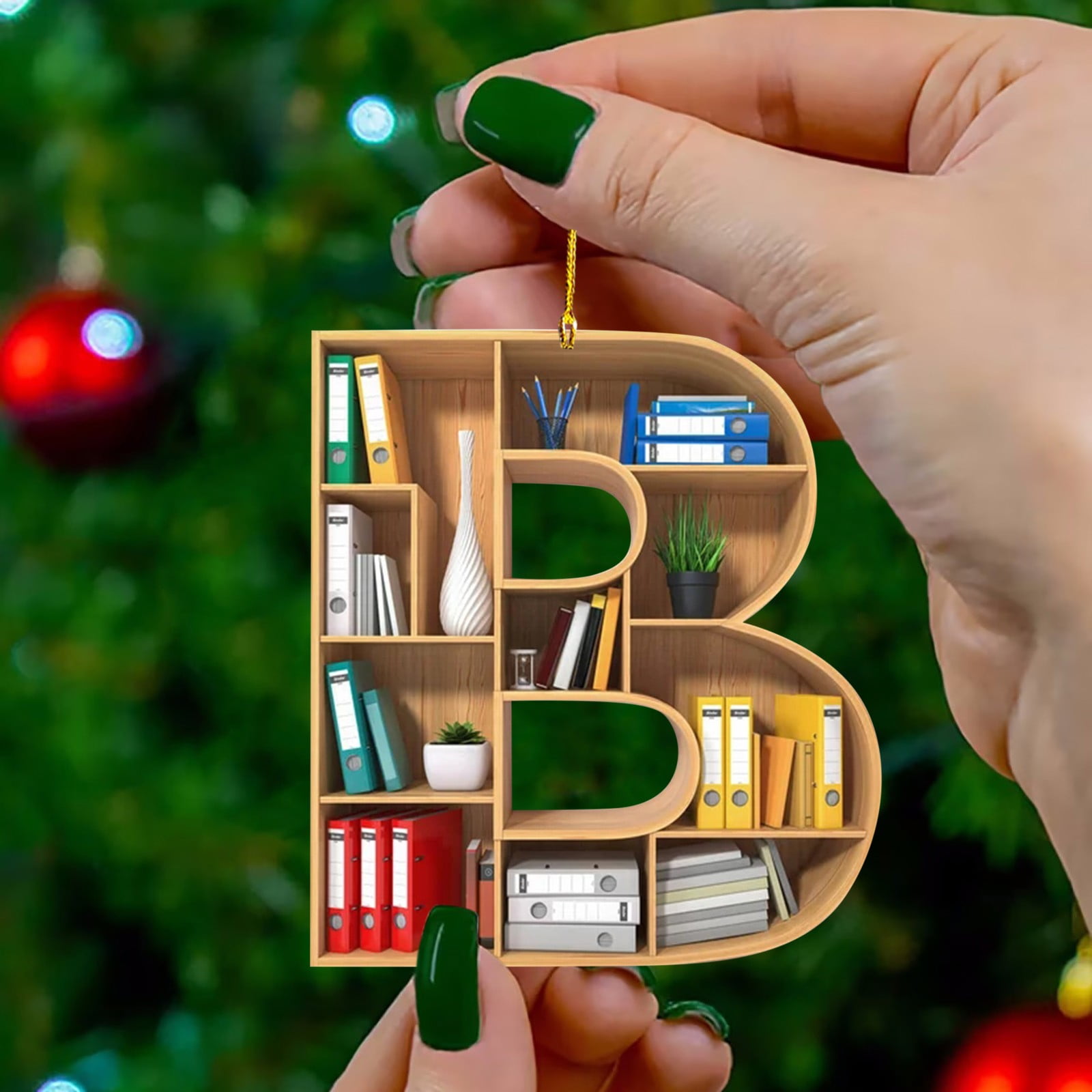 Christmas Coming! Alphabet Bookshelf Pendant B Book Lovers Heart Shaped ...