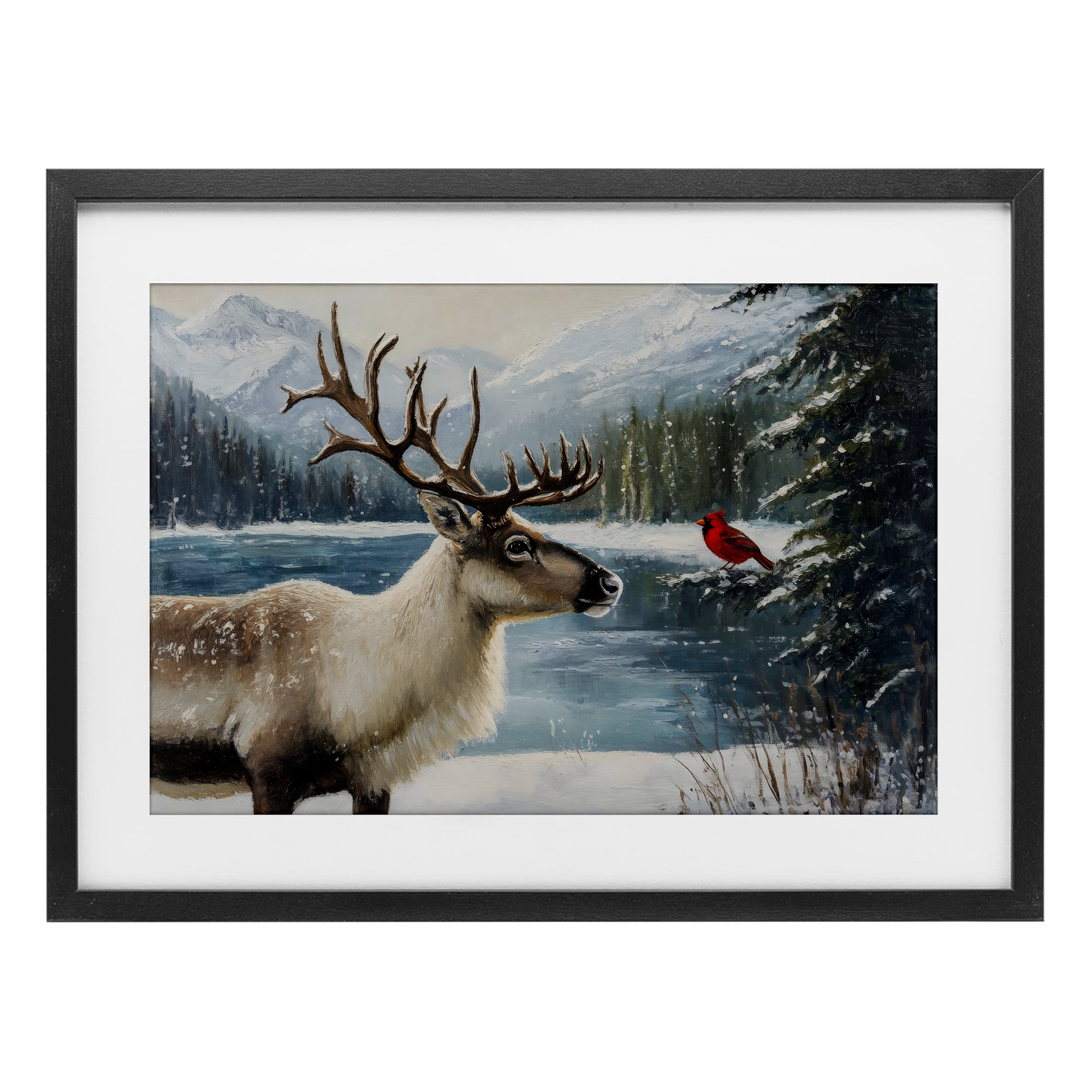 Christmas Conversation In Wild Black Framed Print Under Glass, design by Petal Prints Design