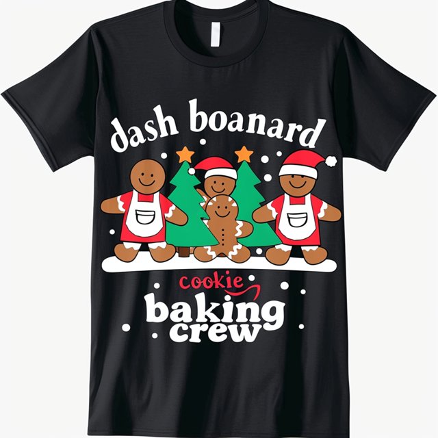 Christmas Cookie Baking Crew Black T Shirt Festive design with